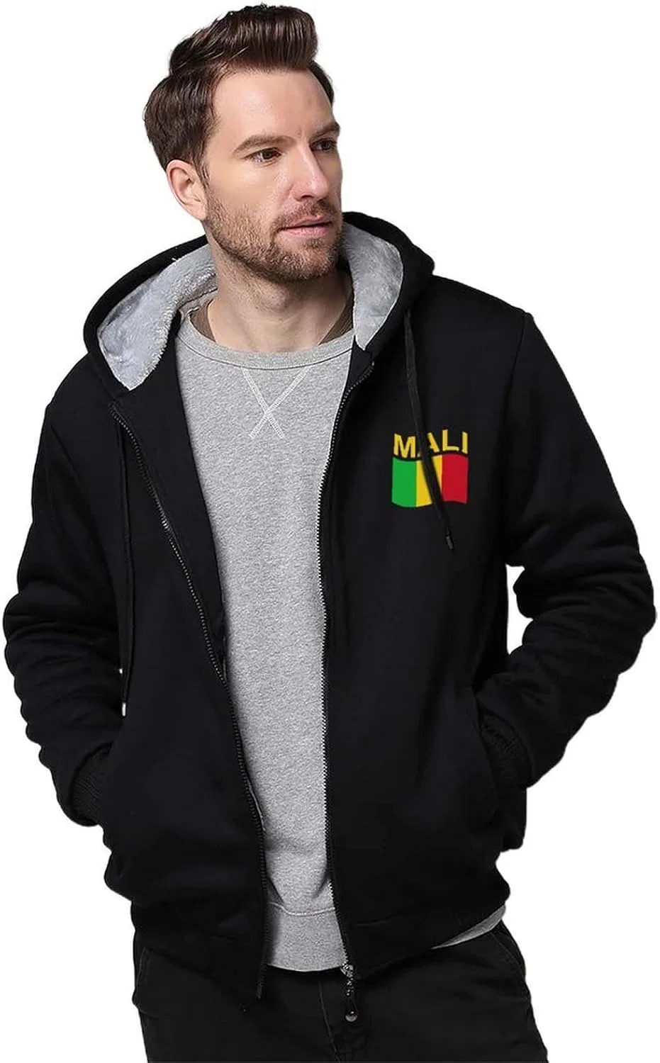 Толстовка на молнии с капюшоном флисовая, Generic, Black-style