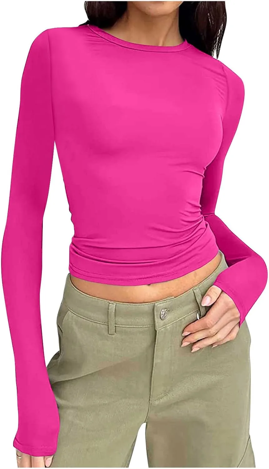Женский лонгслив-кроп для тренировок Slim Fit — фото 2