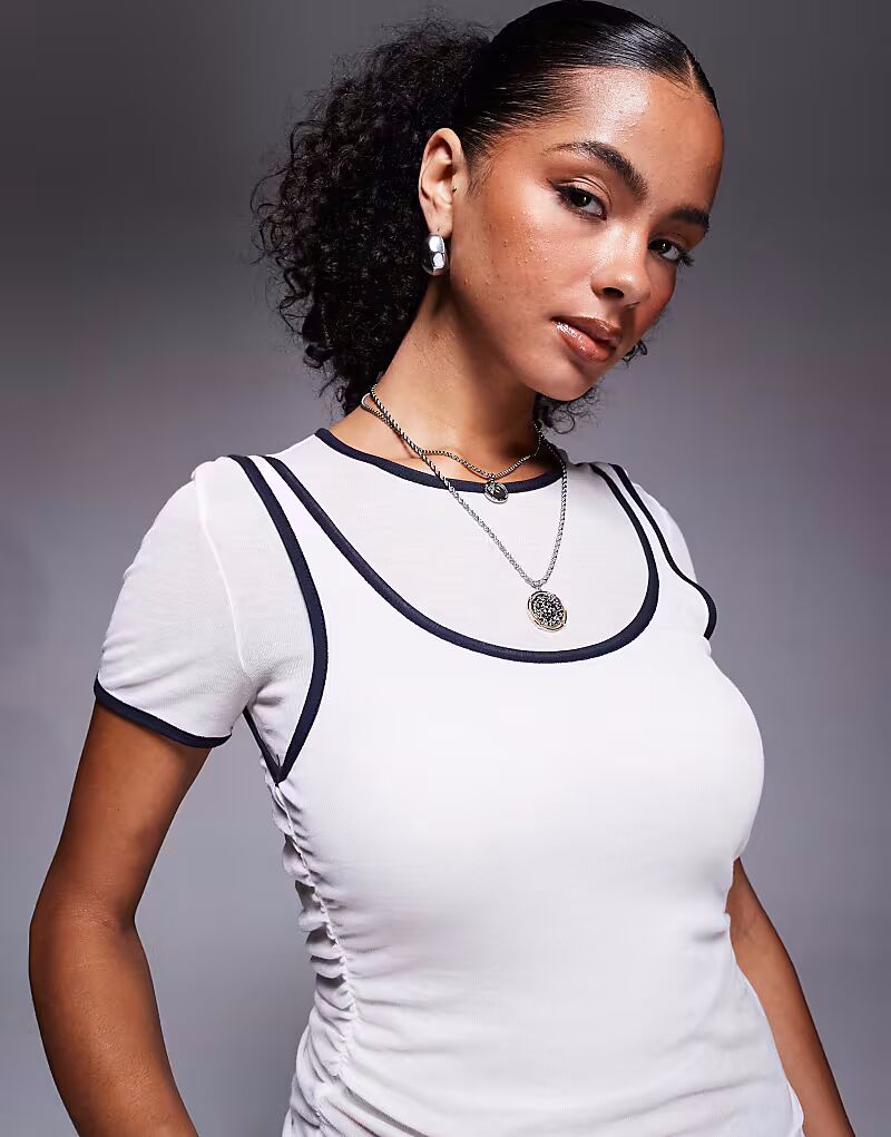 

Футболка-жилет 2 в 1 белого цвета River Island, Белый, Футболка-жилет 2 в 1 белого цвета River Island