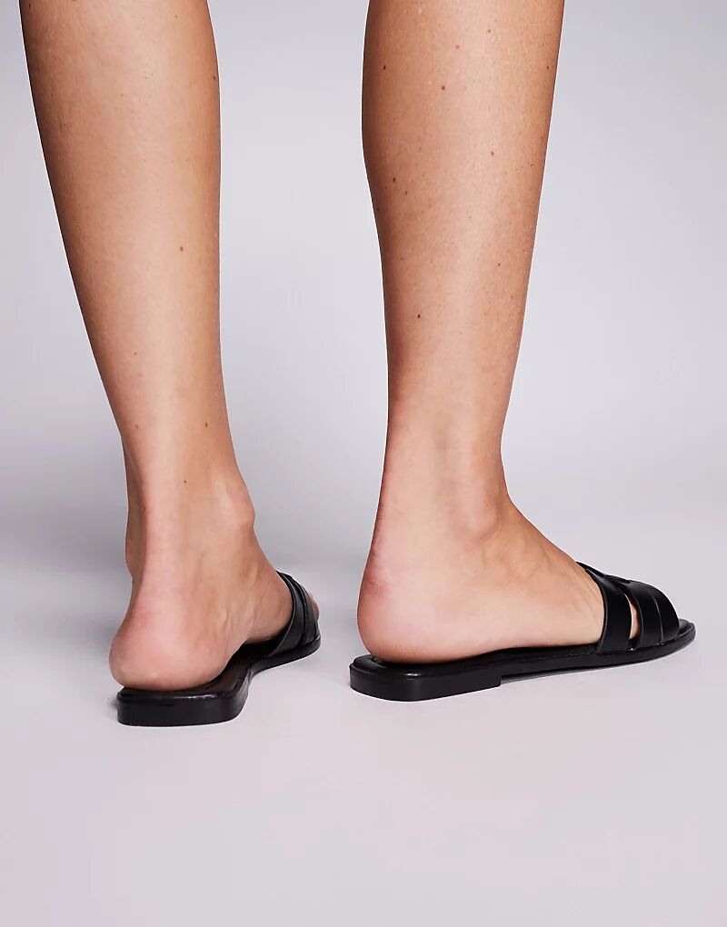 Сандалии SIMMI Shoes Jorja slip-on на плоской подошве черного цвета — фото 4