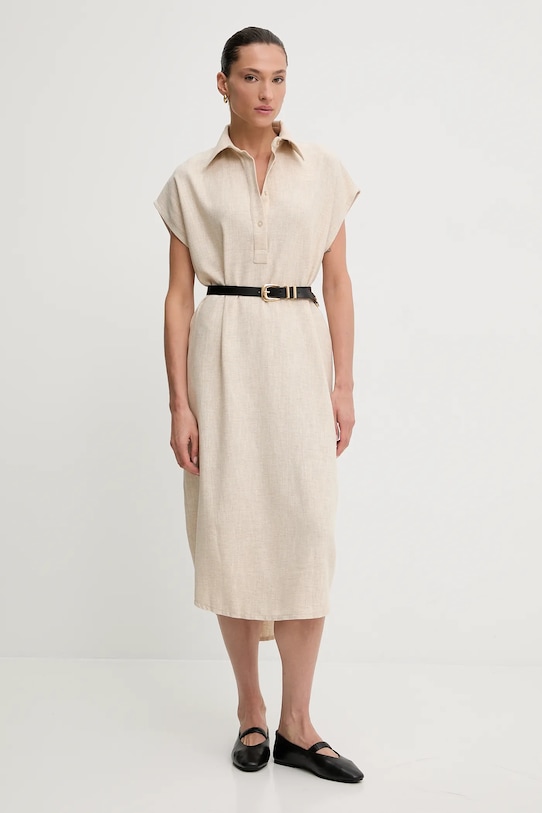 

Платье с льняной тканью Answear.Lab, бежевый