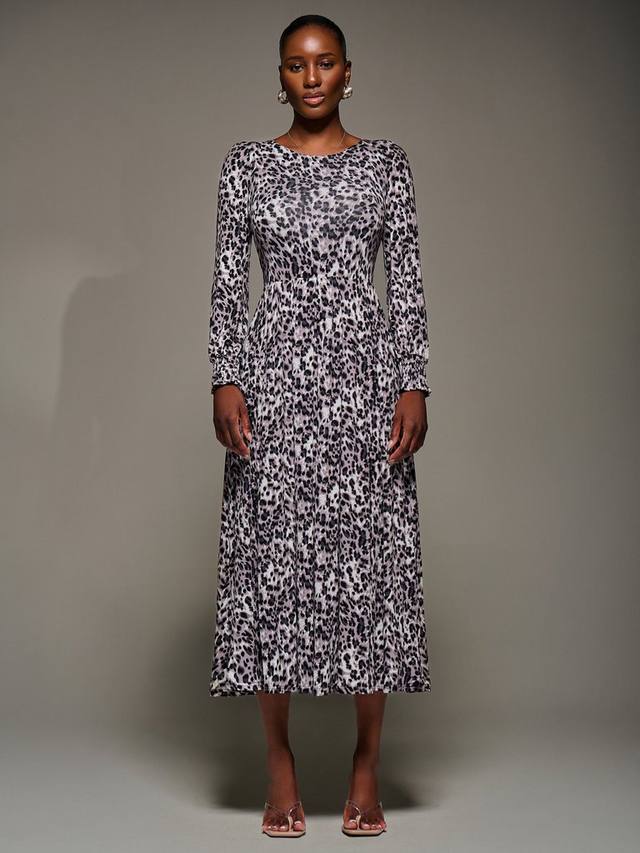 

Платье макси из джерси с поясом в стиле animal print Jolie Moi, Multi