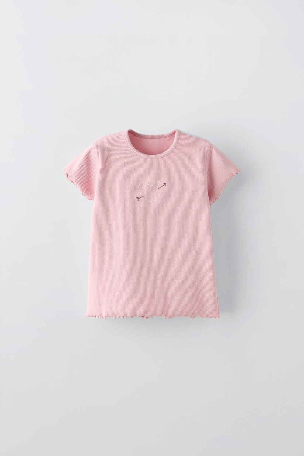 

Вышитый ребёнчатый топ ZARA, пастельно-розовый