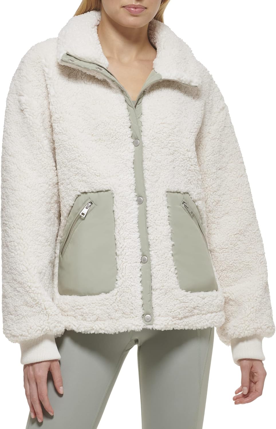 

Женская куртка Levi's из шерпы с воротником-стойкой, светло-салатовый