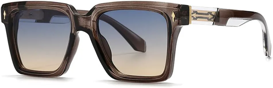 

Солнцезащитные очки UV400 с градиентным покрытием и заклепками для женщин и мужчин, для бега и занятий спортом на открытом воздухе UYPTK, Light Brown Blue Tea