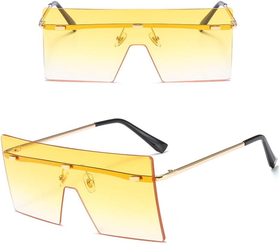 

Большие солнцезащитные очки без оправы для женщин, металлические градиентные солнцезащитные очки, женские солнцезащитные очки с защитой от УФ-излучения UV400 HDUBFY, C7 Yellow