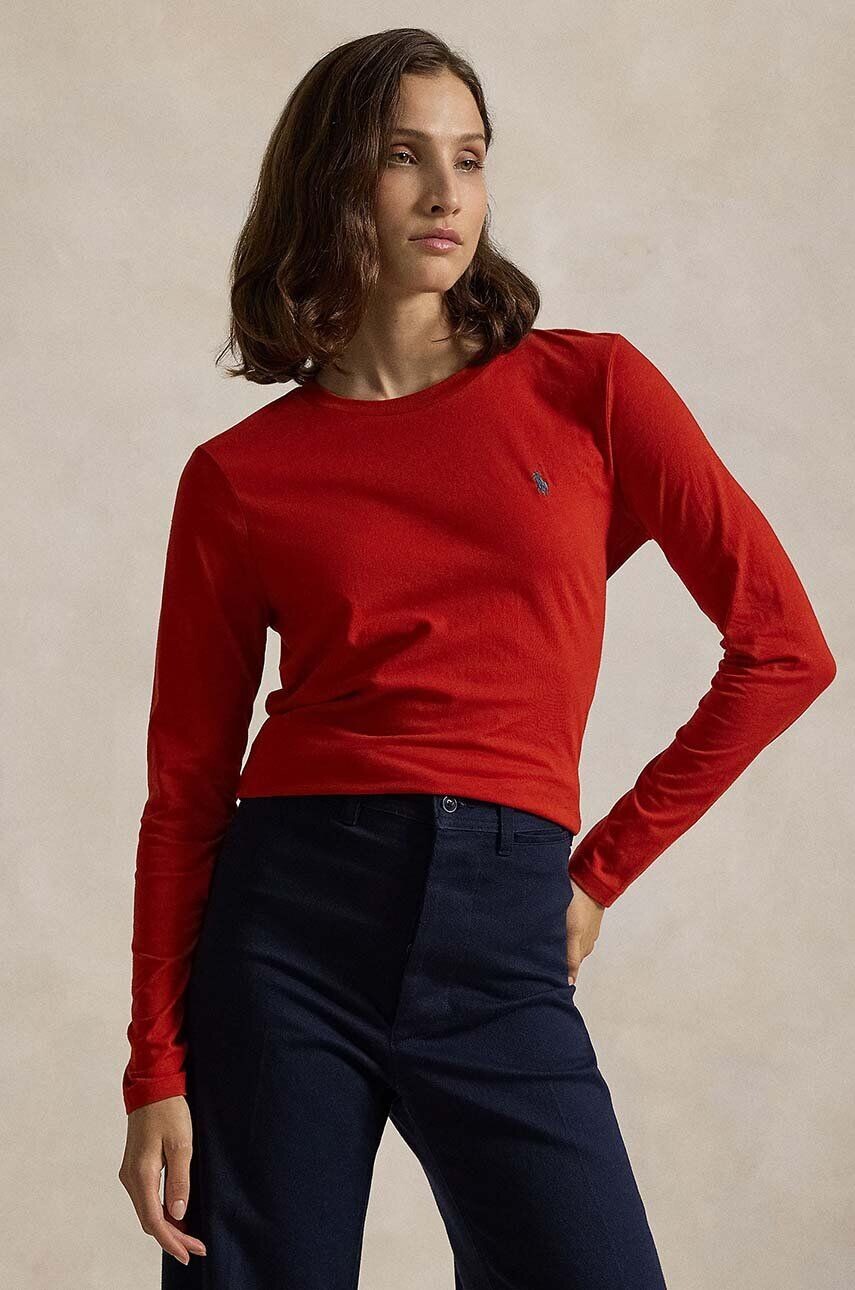 

Хлопковый топ Polo Ralph Lauren с длинными рукавами, красный