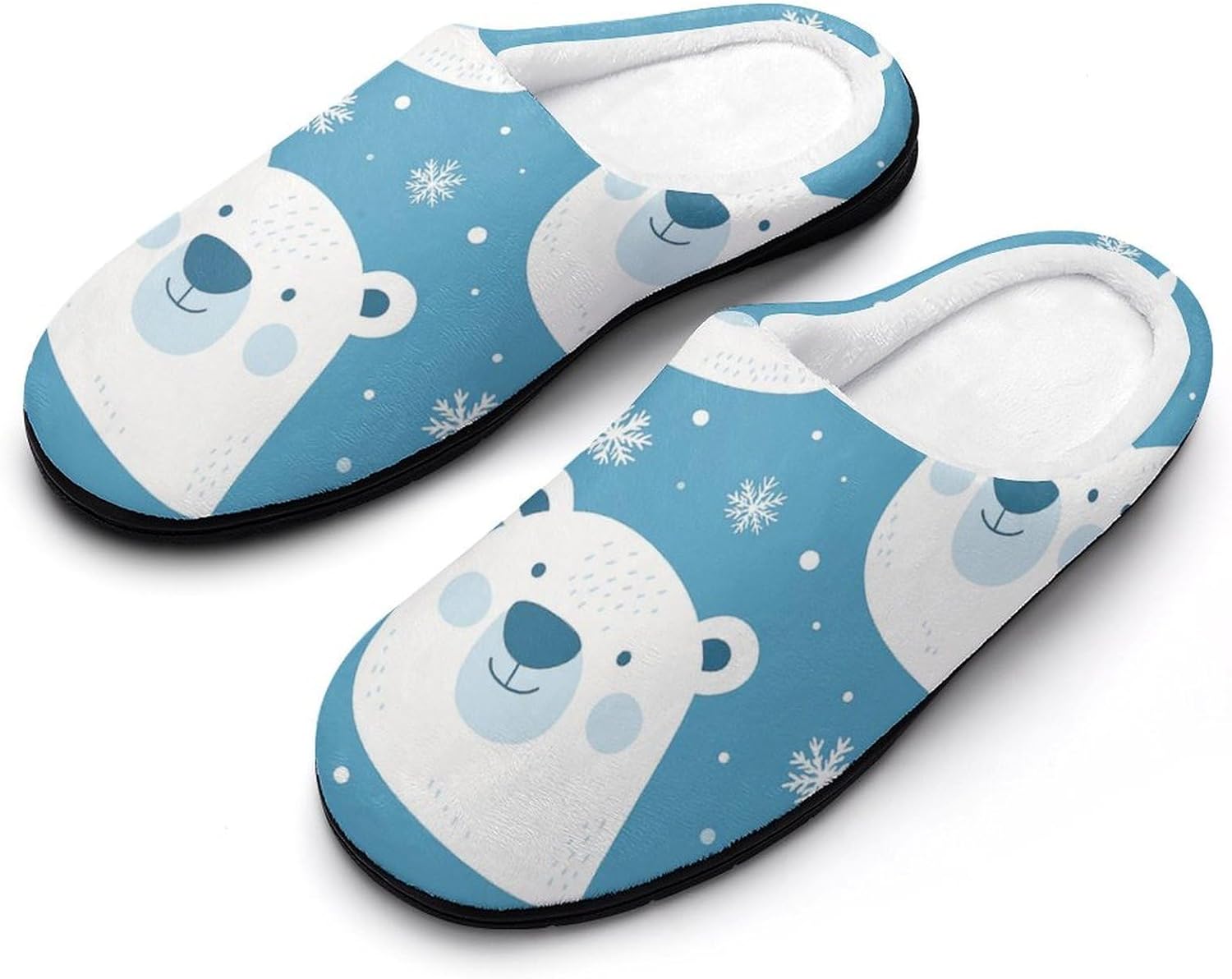

Мужские домашние тапочки KKdskkds Polar Bear Snowflake из хлопка, устойчивые к скольжению, уютные, теплые и дышащие, белый