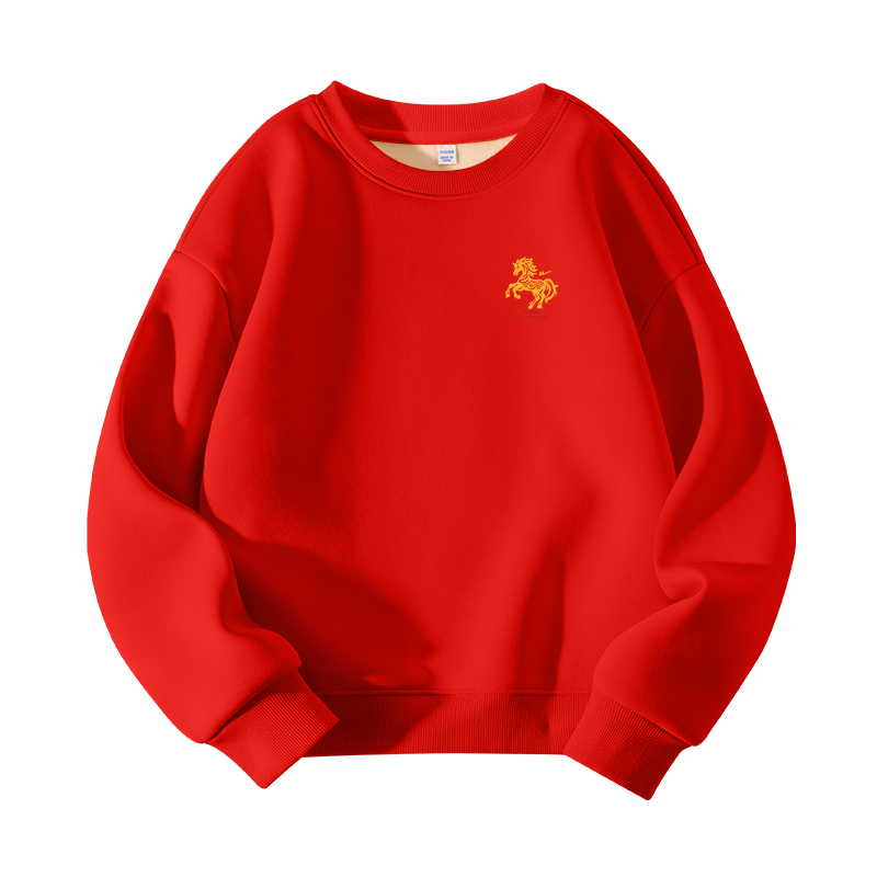 

Детский свитшот с круглым вырезом утепленный WARRIOR, красный золото horse k