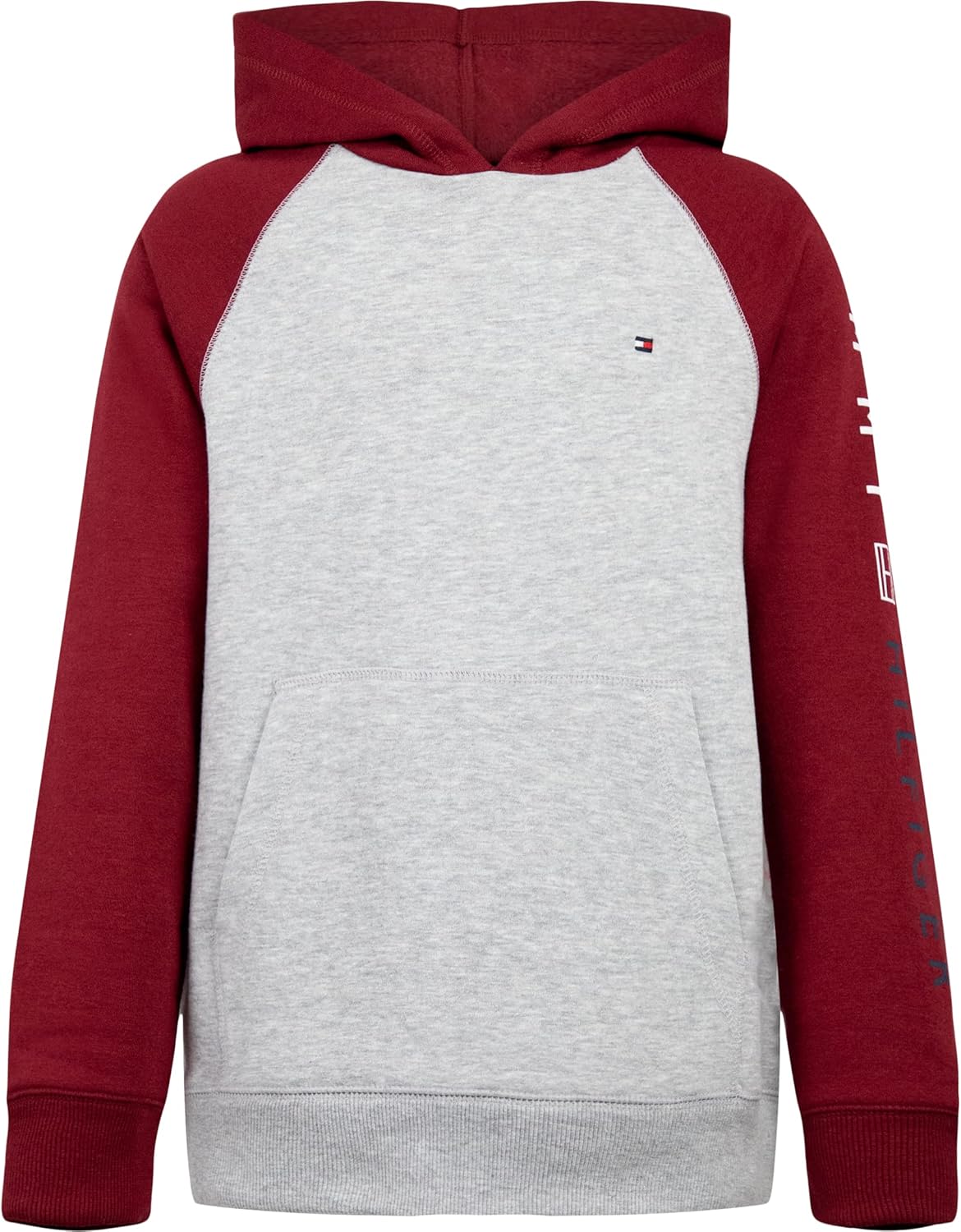 

Толстовка Tommy Hilfiger для мальчиков с большим передним карманом, легкая, Grey Heather Sleeve Hit