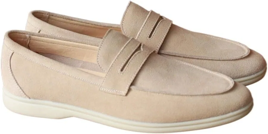 Мокасины кожаные замшевые Loafers, хаки SayfuR