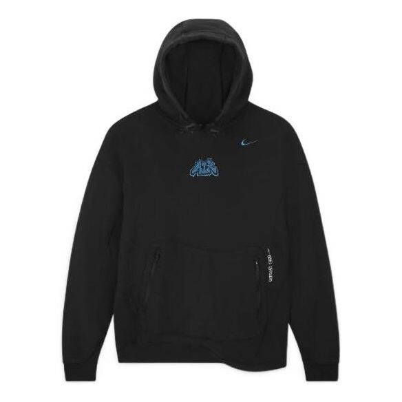 

Толстовка x off-white fleece hoodie 'black blue' Nike, черный