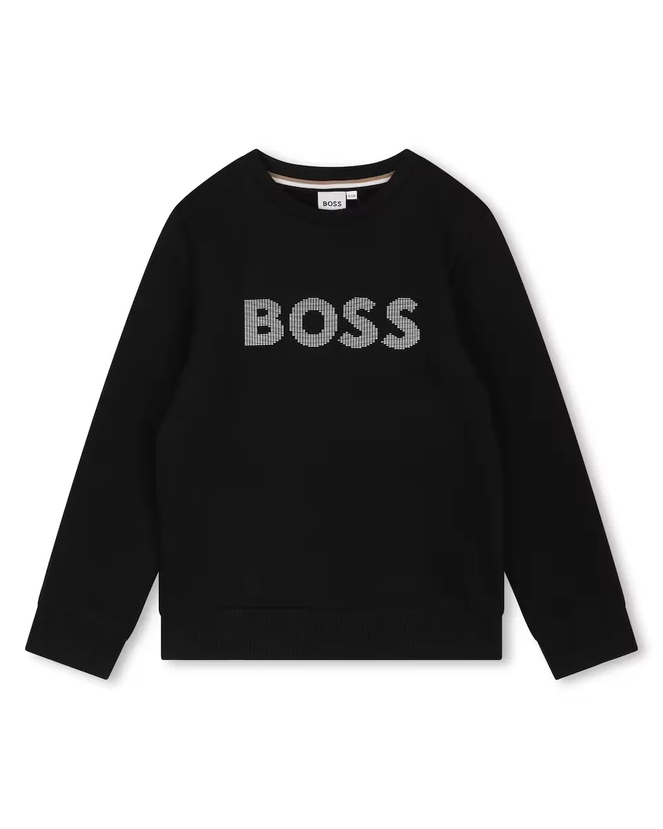 

Хлопковая толстовка для мальчика с логотипом спереди BOSS Kidswear, черный