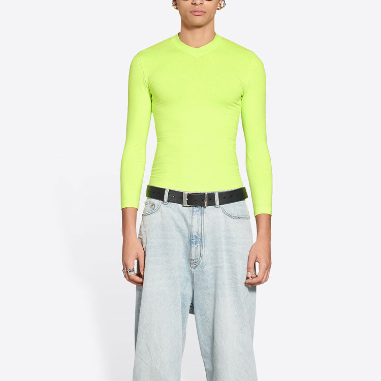 Топ Balenciaga Crewneck Long Sleeve Top 'Fluo Yellow' 704103TMVB77204, желтый — фото 4