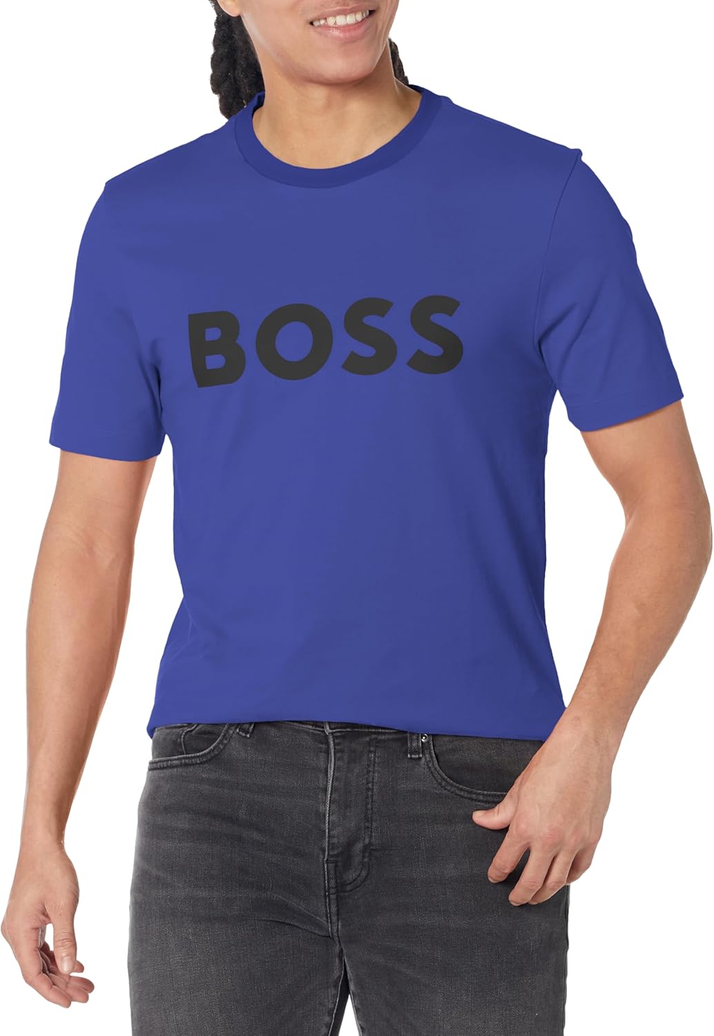 

Мужская футболка с круглым вырезом и нашивкой-логотипом BOSS, Rausing Violet