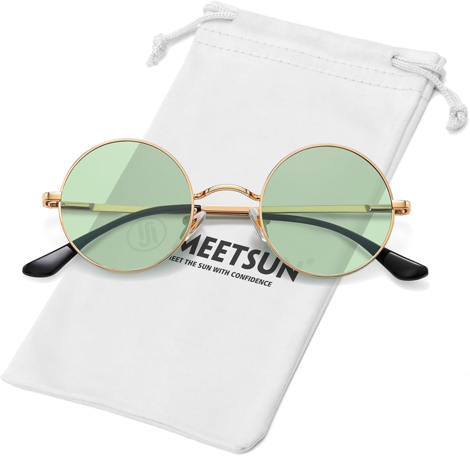 

Солнцезащитные очки MEETSUN маленькие круглые поляризованные для мужчин и женщин, металлические, в стиле ретро, ​​хиппи, круглые, для вождения, фестивалей, косплея, UV400, Gold / Green