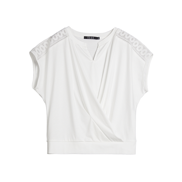 

ELLE Футболка Women's White V-образный вырез Moderate Straight Fit