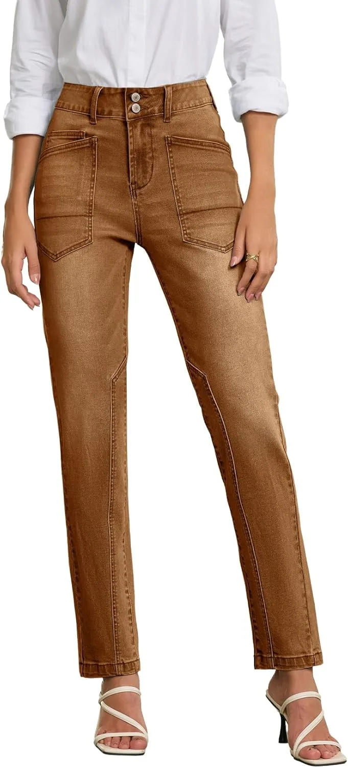 

EVALESS Джинсы для женщин High Waisted с панелями Straight Leg