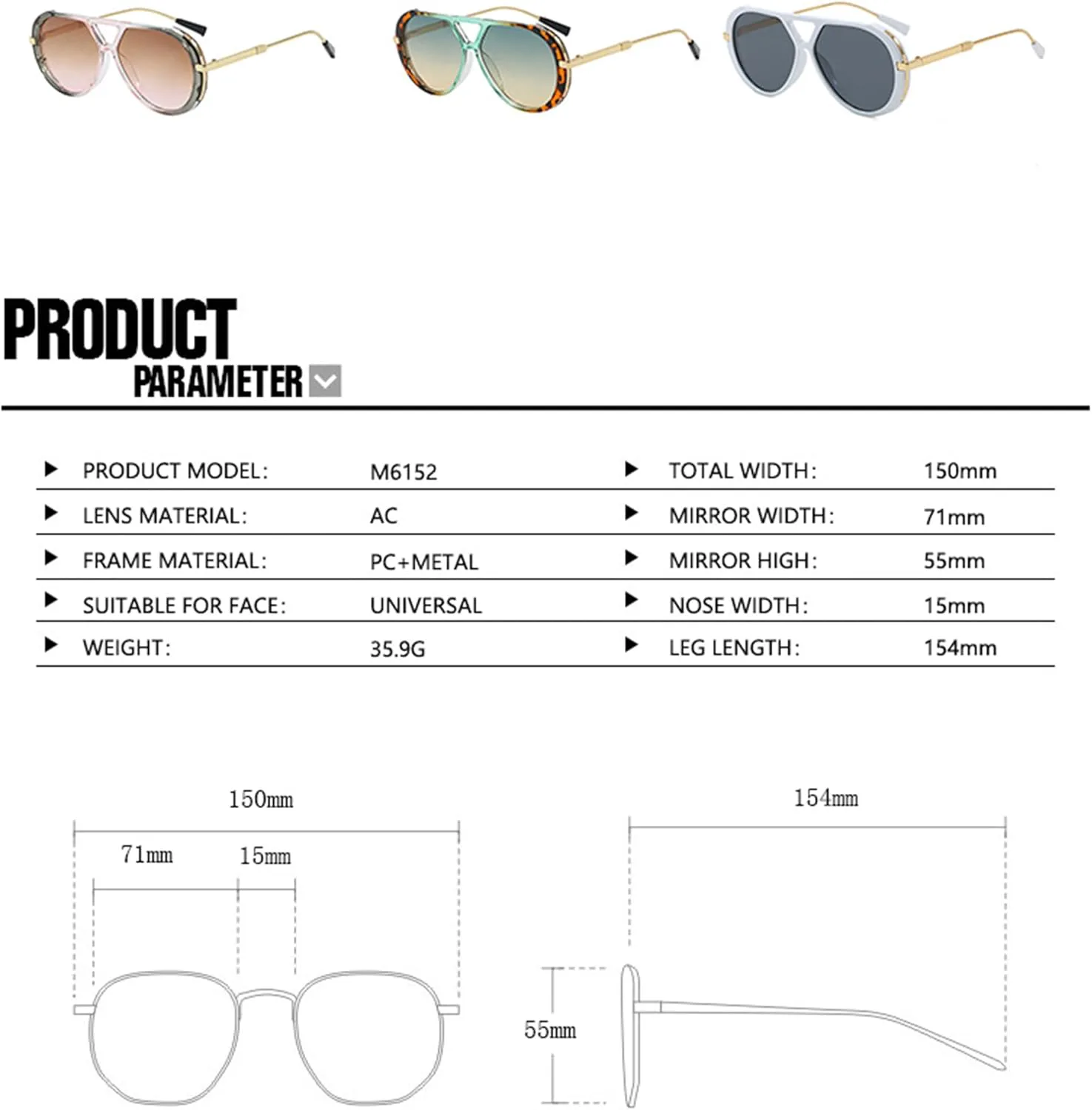 

Винтажные солнцезащитные очки-пилот большого размера, ностальгические модные очки, идеально подходят для вождения, путешествий и повседневной носки Domenix, W