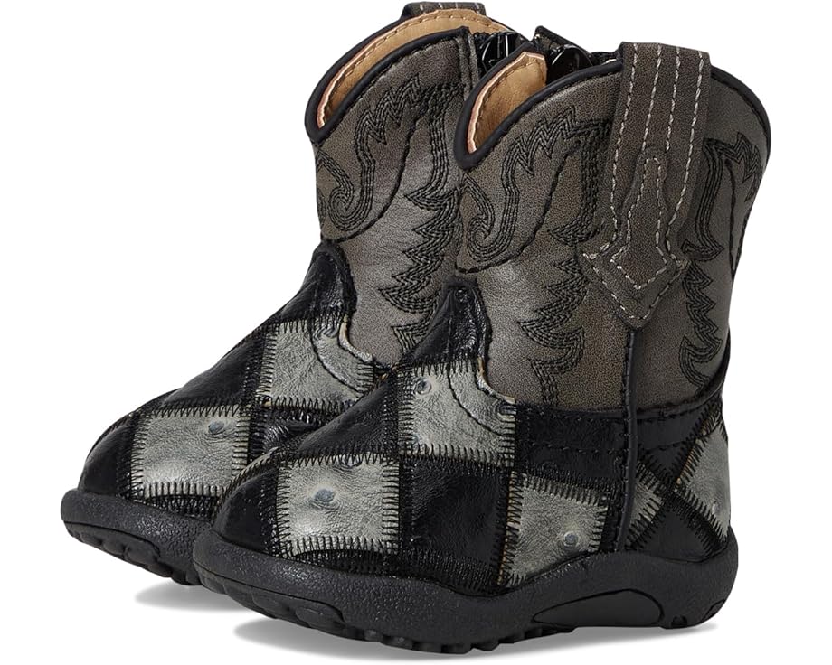 

Детские ботинки Roper Cowbaby Bird Blocks (infant/toddler) Roper Kids, Black/Grey Faux Ostrich Patchwork Vamp