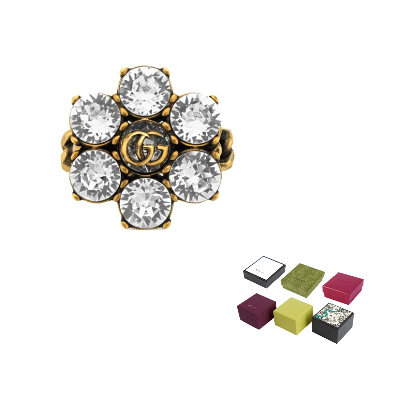 

Кристальное кольцо Double G GUCCI, золотой