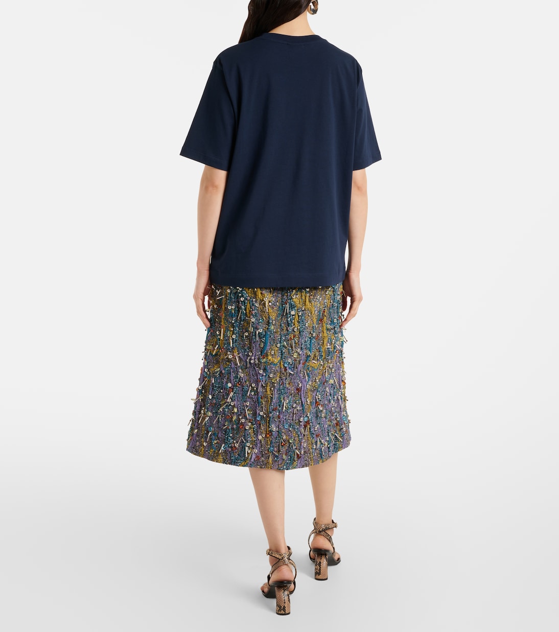 Хлопковая футболка Dries Van Noten, темно-синий — фото 3