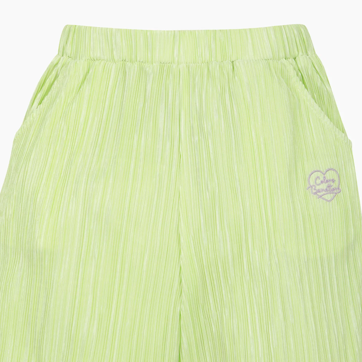 Детские укороченные брюки 8/8 лаймовые от Benetton Kids — фото 3