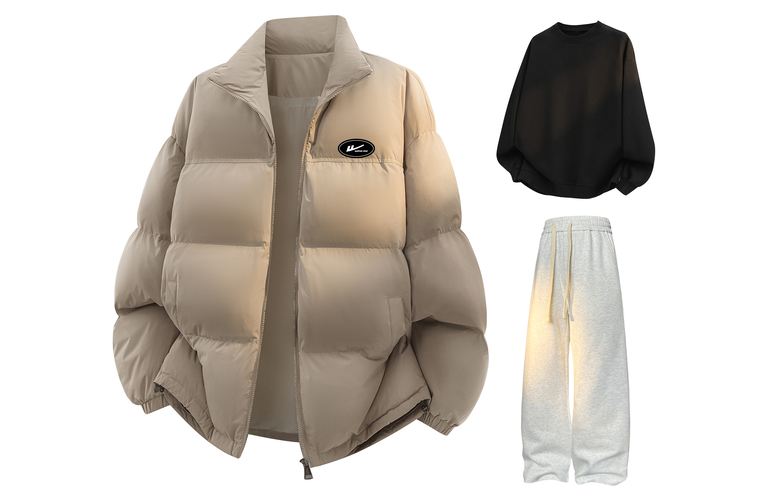 

Коллекция Open Ended Smiling, повседневная спортивная одежда унисекс WARRIOR, темно-хаки+черный+белый heather серый (puffer jacket set of 3 diy badge)