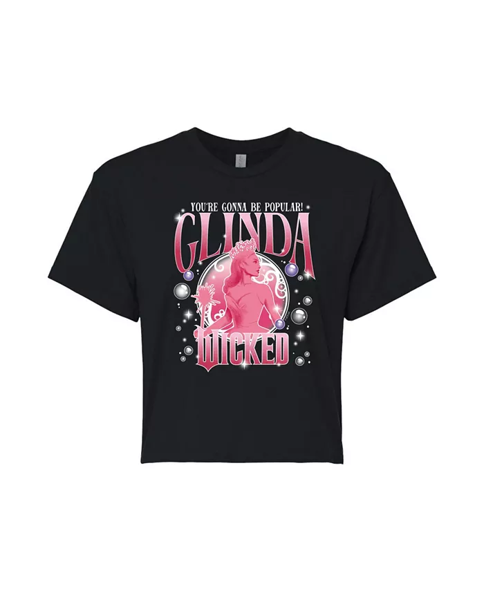 

Укороченная футболка Juniors Trendy Wicked Glinda Graphic Hybrid Apparel, черный