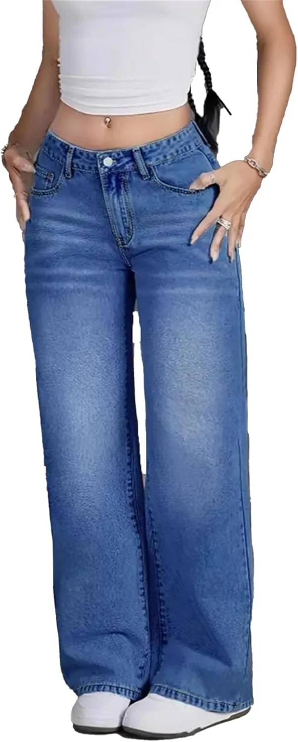 Женские джинсы Mid Waisted Straight Leg