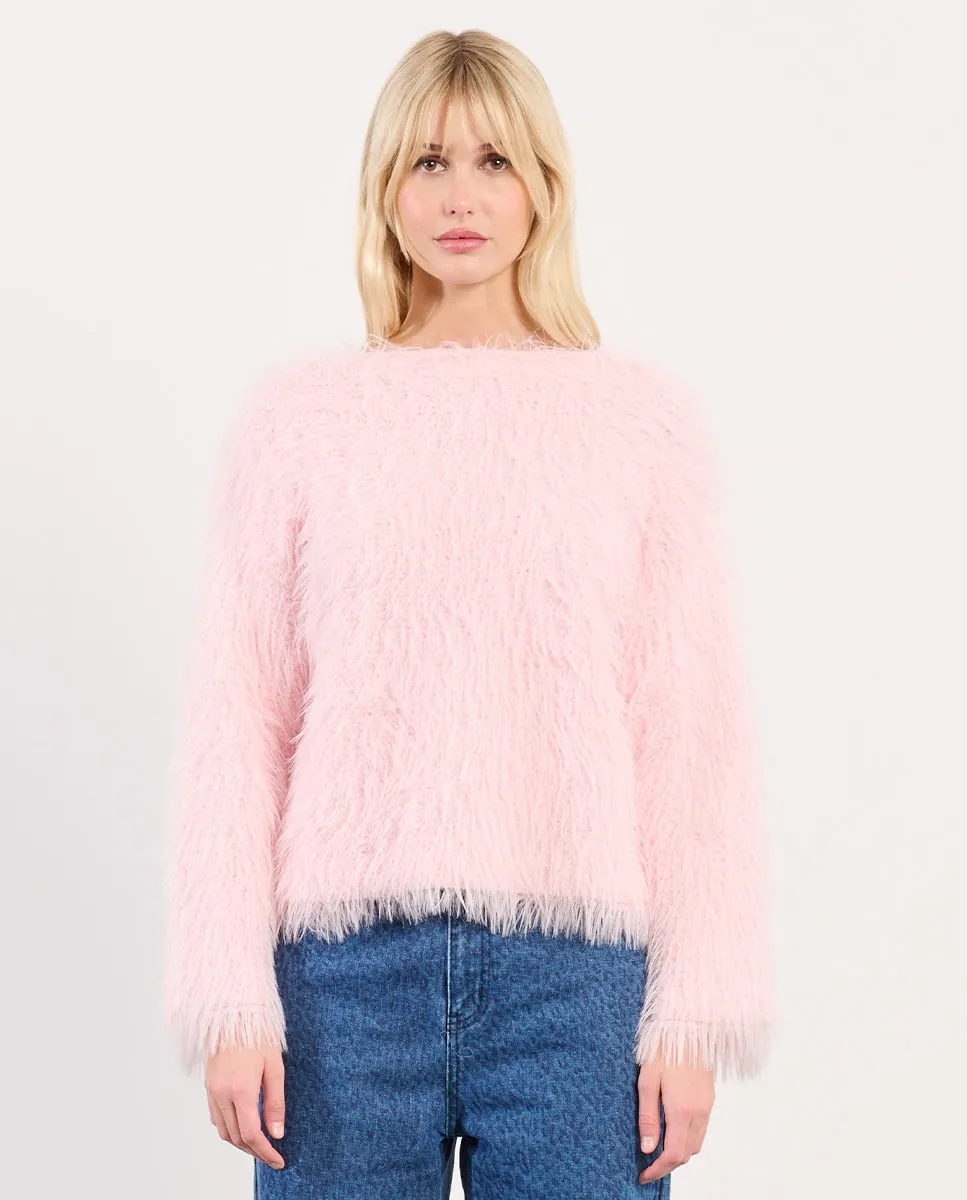 

Женский джемпер с длинным рукавом из плюшевой ткани Lili Sidonio, светло-розовый