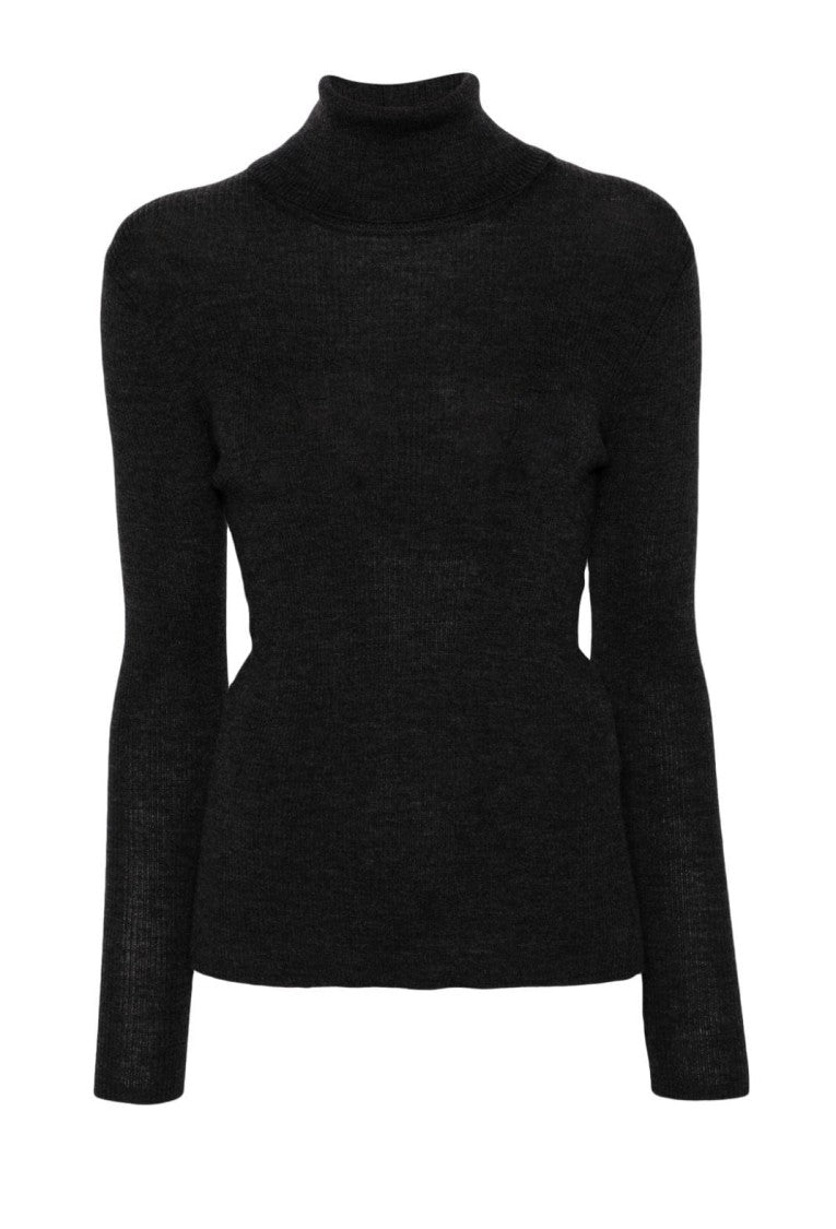 

Облегающий вязаный топ с высоким воротом Parosh, черный