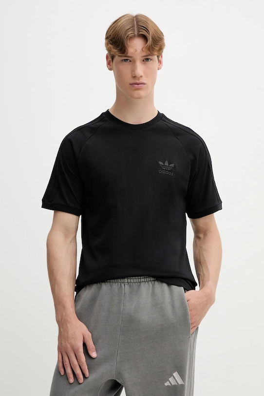 

Хлопковая футболка 3-Stripes Adidas Originals, черный