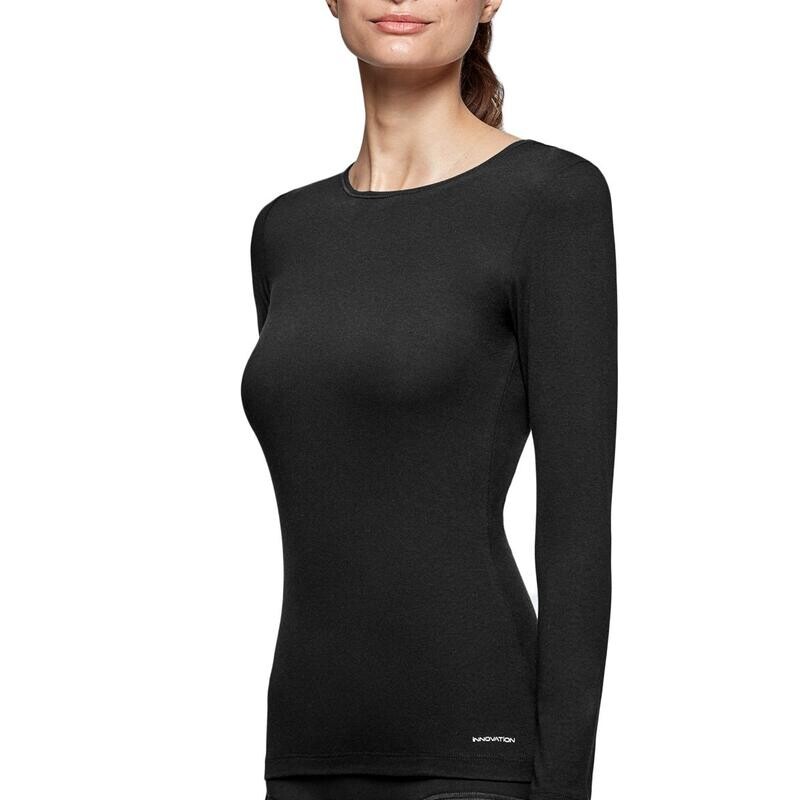 

Вязаный свитер из кожи с круглым вырезом и длинными рукавами, инновационный контроль температуры Impetus, цвет schwarz