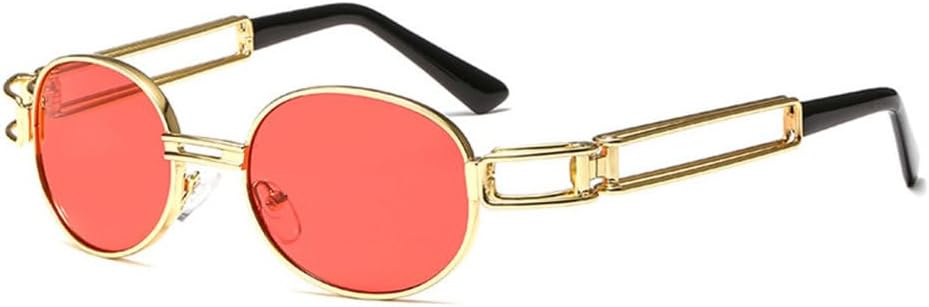 

Модные круглые солнцезащитные очки для женщин и мужчин в винтажном стиле с металлической оправой, в стиле стимпанк, солнцезащитные очки UV400 для мужчин MTZJH, C4 Gold-red