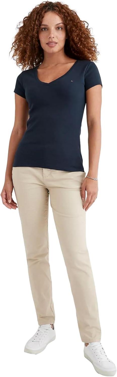 Футболка Tommy Hilfiger с коротким рукавом и V-образным вырезом Solid Cotton, темно-синий — фото 2
