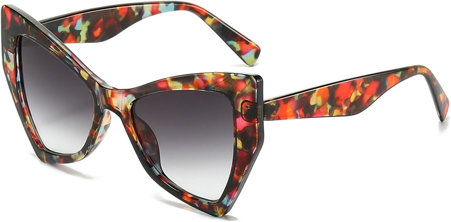 

Популярные модные женские солнцезащитные очки «кошачий глаз» в стиле ретро, ​​сине-зеленые, с защитой от УФ-излучения UV400. Мужские трендовые солнцезащитные очки большого размера mincl, Red Flower