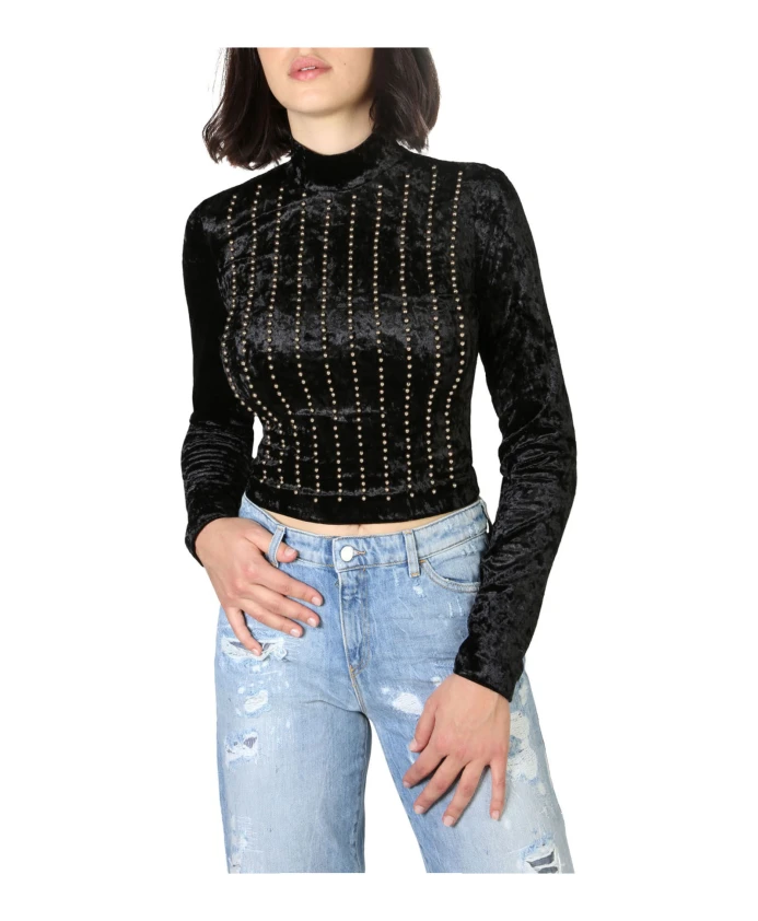 

Весенне-Летний свитер с высоким воротником и застежкой-молнией сзади. Guess, черный