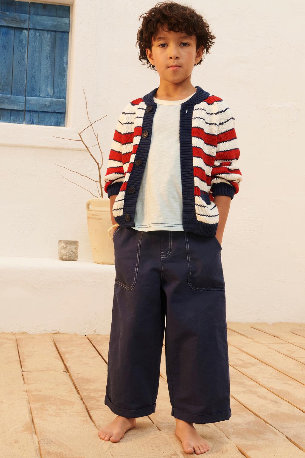 

Вязаный кардиган в полоску ZARA, цвет Blue/White