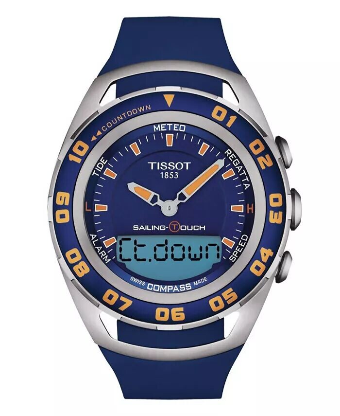 

Мужские швейцарские часы Sailing Touch с синим каучуковым ремешком, 45 мм Tissot
