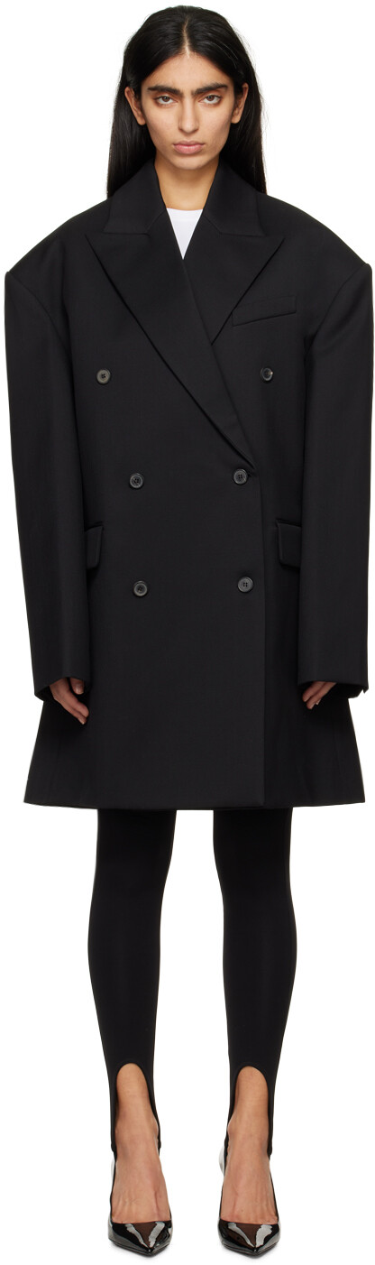 

Черное двубортное пальто Wardrobe.Nyc, цвет Black