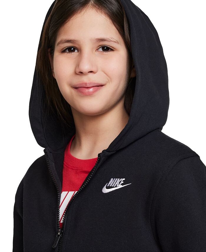 Флисовая толстовка с молнией во всю длину для Big Kids Sportswear Club Nike, черный — фото 3