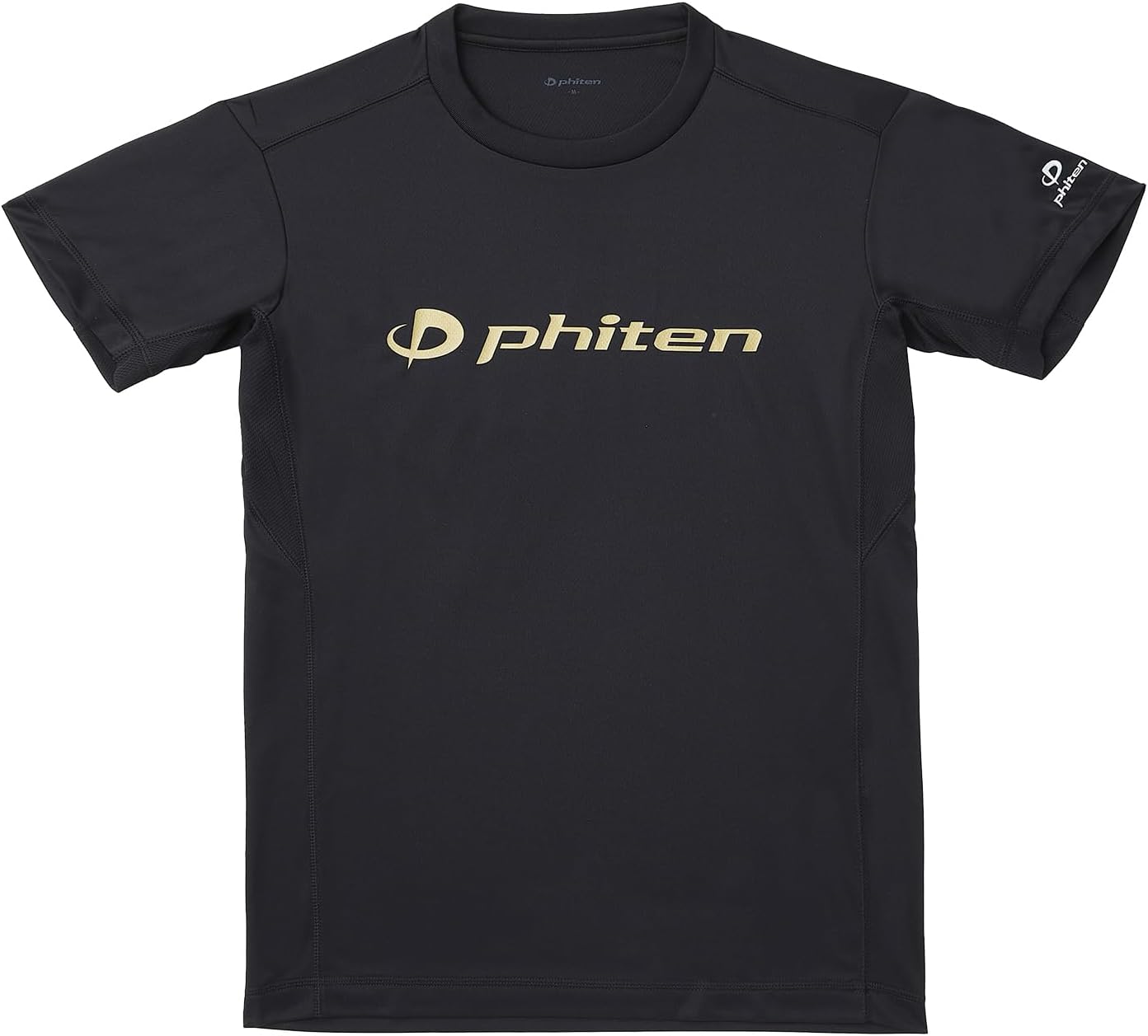 

Футболка Phiten RAKU, с коротким рукавом, унисекс, спортивная, для клубных мероприятий, с логотипом, черный/золотой