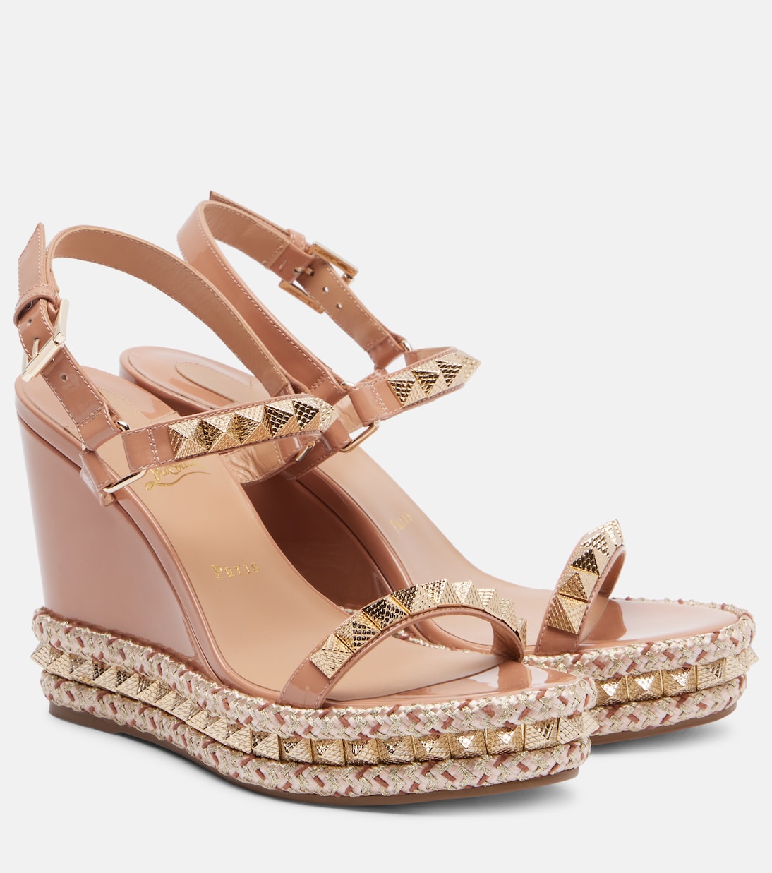 Пираклу 110 кожаные эспадрильи на клиновидной подошве Christian Louboutin, Blush/Lin Blush
