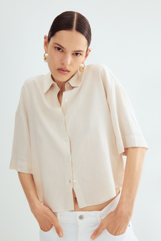 

Блузка из льняной смеси H&M, бежевый