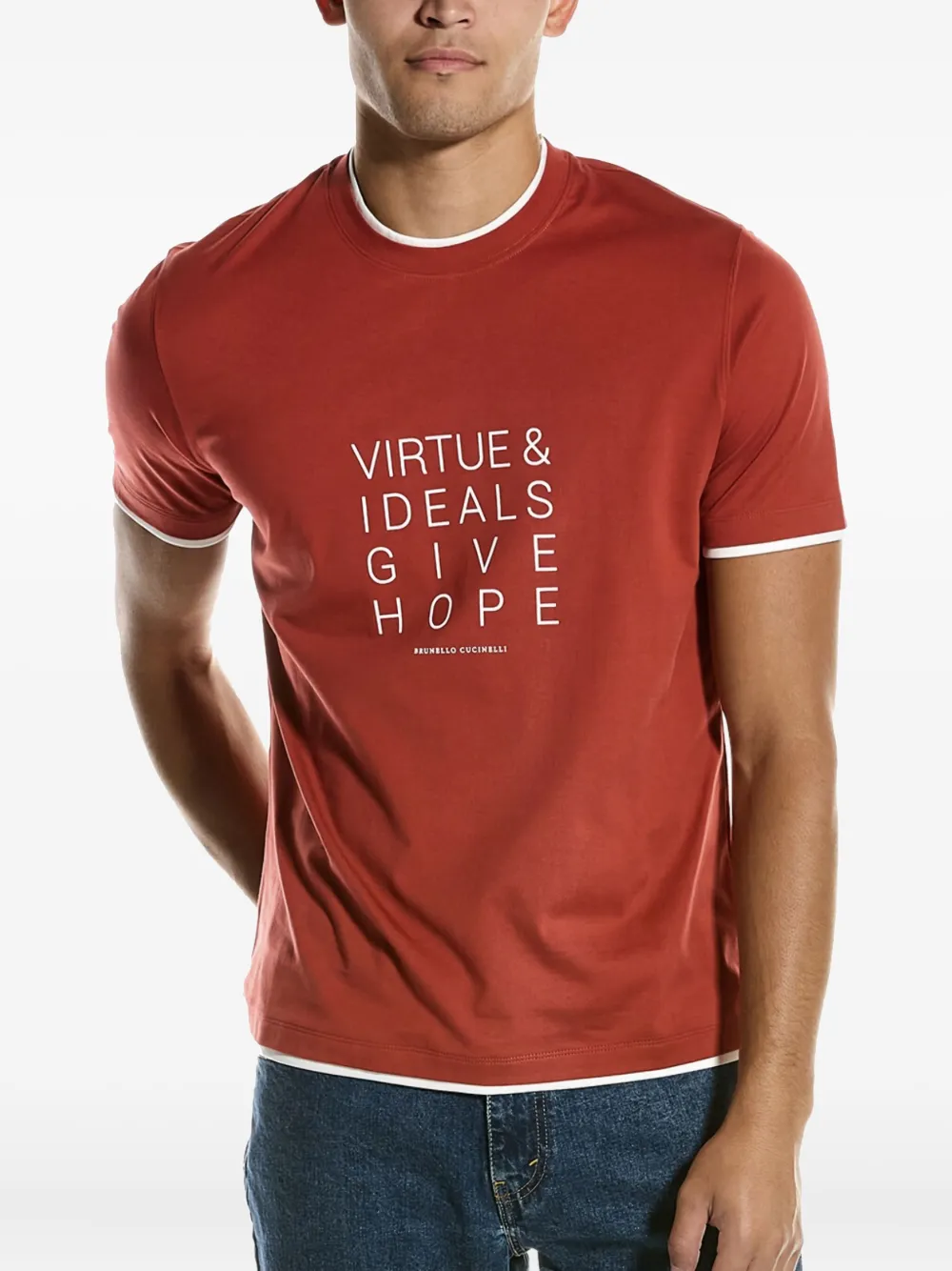 

Футболка с контрастной отделкой Brunello Cucinelli, красный