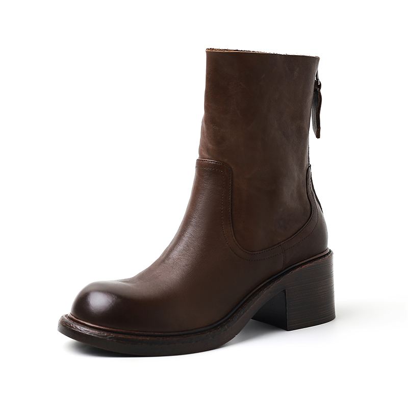 Yeezyy Reezy Ботильоны женские коричневые на каблуке 5,5 см, цвет Brown