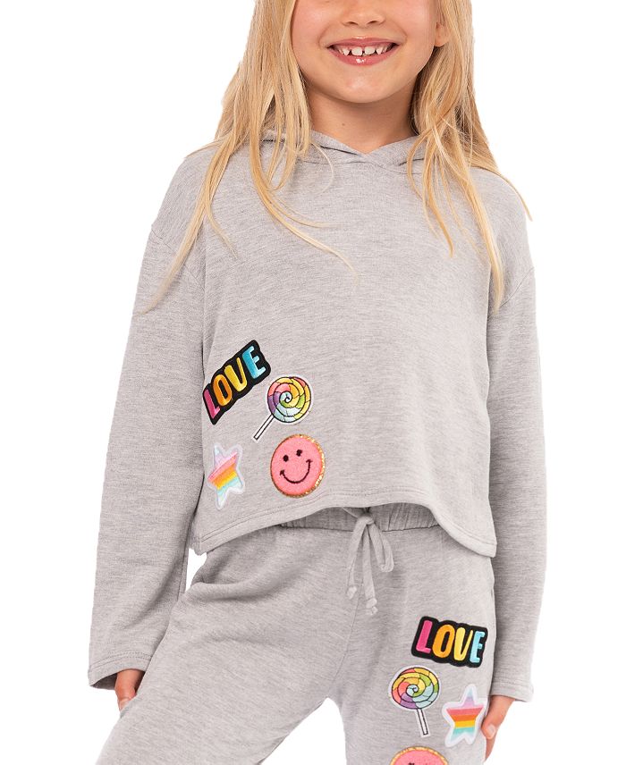 Укороченная толстовка с капюшоном из флиса Butter Fleece для девочек - Big Kid Malibu Sugar, серый — фото 2