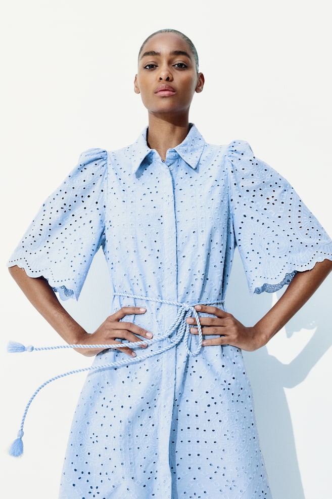 

Платье-Блузка с английской вышивкой H&M, голубой