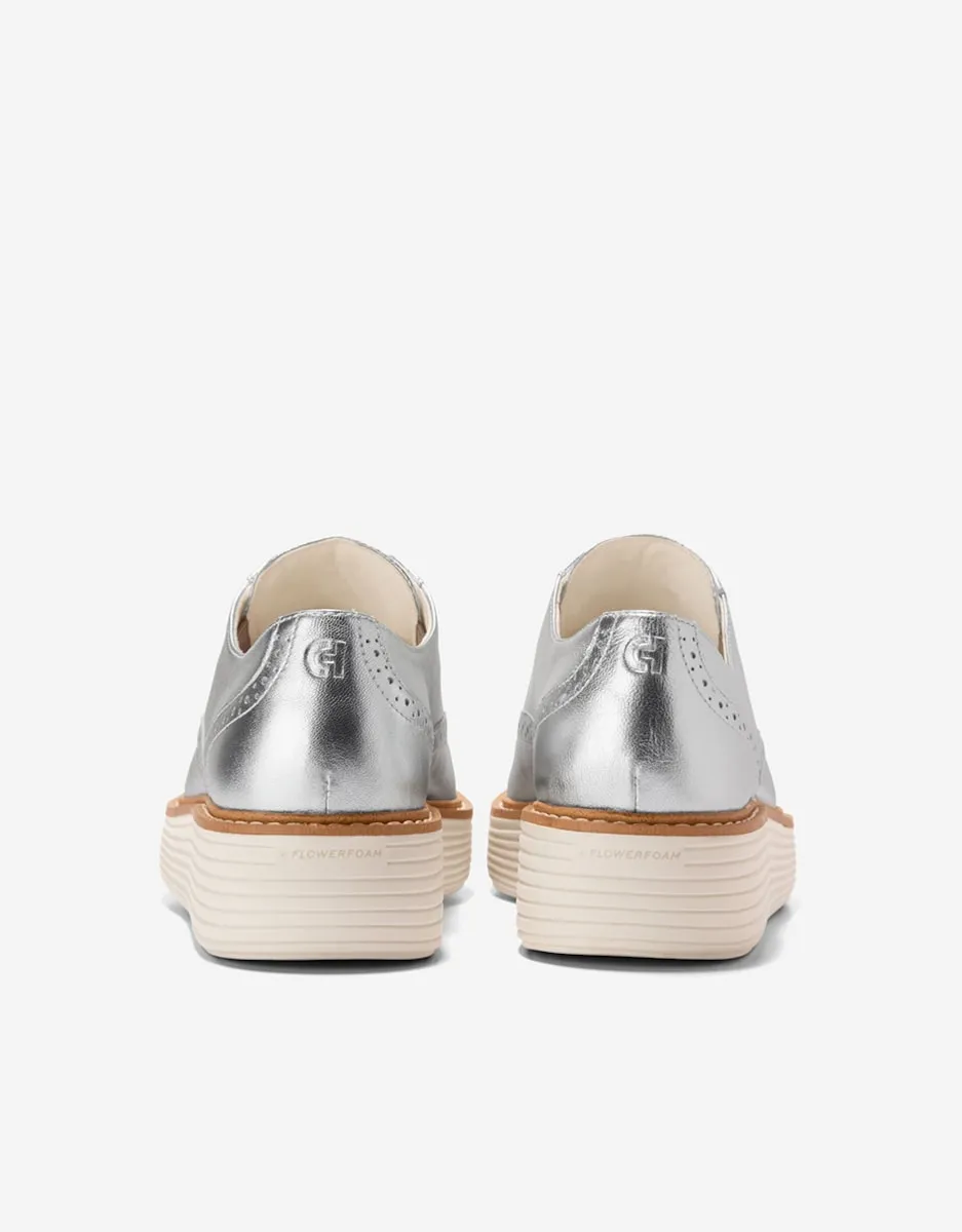 Блюхеры женские на платформе из кожи Cole Haan, серебряный — фото 3